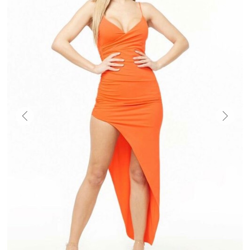 Forever 21 Ruched Surplice High-Low Gown